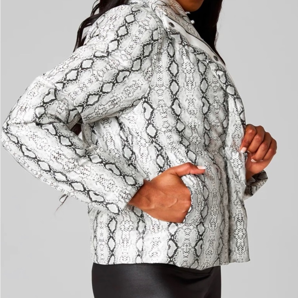 Buddy  Love Addison Puffer Snake Skin Jacket, zip and snap print